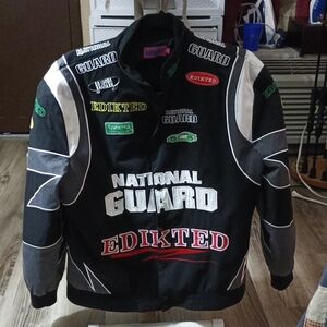 Edikted Black and White National Guard Bomber Jacket